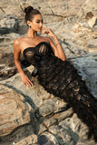 Black Strapless Mermaid Evening Dress