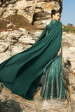 Sparkly Dark Green Mermaid Evening Dress with Cape Sleeves