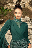 Sparkly Dark Green Mermaid Evening Dress with Cape Sleeves