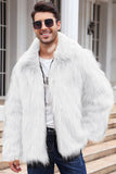 Black Fluffy Faux Fur Winter Men's Coat
