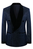 Glitter Navy Shawl Lapel 2 Piece Men's Suits