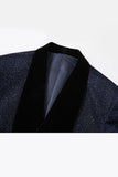Glitter Navy Shawl Lapel 2 Piece Men's Suits