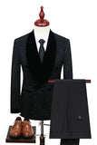 Glitter Navy Shawl Lapel 2 Piece Men's Suits