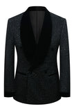 Glitter Navy Shawl Lapel 2 Piece Men's Suits
