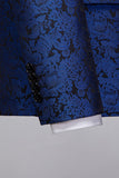 Blue Jacquard One Button 2 Piece Shawl Lapel Men's Suits