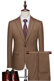 Coffee Notched Lapel 2 Piece Checkered Men's Suits