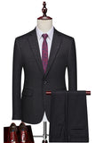 Coffee Notched Lapel 2 Piece Checkered Men's Suits