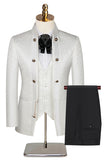 Elegant White Jacquard Double-Breasted 3 Piece Men's Suits
