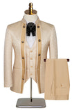 Elegant White Jacquard Double-Breasted 3 Piece Men's Suits