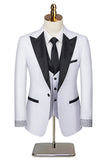 Black Peak Lapel Slim Fit 3 Piece Men's Suits with Beading