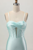 Light Green Bodycon Corset Cut Out Beaded Short Graduation Dress