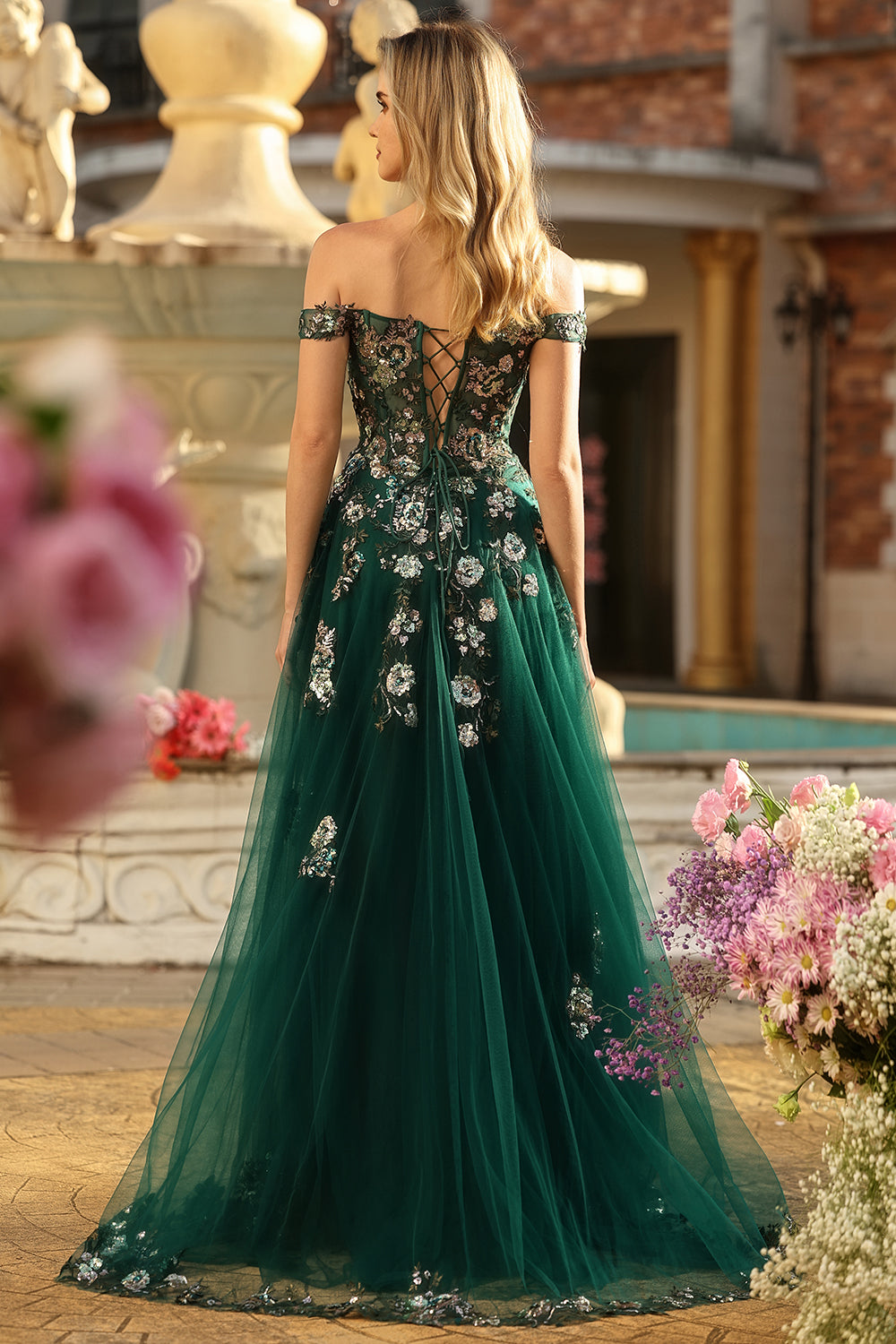 Zapaka Women Dark Green Long Prom Dress with Tulle Off the Shoulder Corset A Line Sequin Evening Dress with Appliques ZAPAKA UK Zapaka Women Dark Green Long Prom Dress with Tulle Off the Shoulder Corset A Line Sequin Evening Dress with Appliques ZAPAKA UK