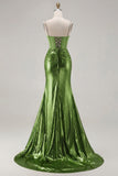 Dark Purple Mermaid Beaded Corset Long Prom Dress with Slit