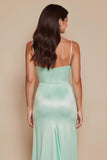 Mint Green Sweep Train Sweetheart Mermaid Bridesmaid Dress with Slit