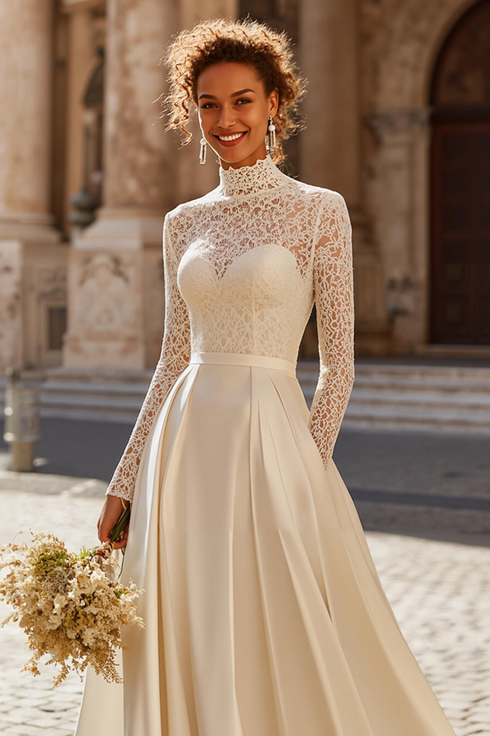 a line wedding dress uk A-line Satin Wedding Dress Square Neckline Court Train with Pleated Pockets Split S3021W - Wedding Dresses