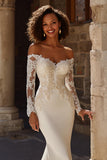 Mermaid Ivory Sweetheart Neck Appliqued Sweep Train Wedding Dress