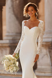 Mermaid White Lace Appliqued Court Train Wedding Dress