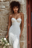 Strapless Lace Ivory Mermaid Wedding Dress