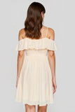 Apricot A-Line Cold Shoulder Chiffon Short Junior Bridesmaid Drss with Ruffles