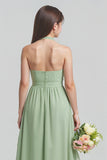 Sage Green Chiffon Halter A-Line Long Junior Bridesmaid Dress