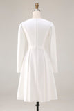 Simple Ivory A-Line Satin Midi Engagement Dress