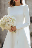 Ivory A-Line Satin Midi Engagement Dress