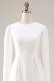Simple Ivory A-Line Satin Midi Engagement Dress