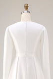Simple Ivory A-Line Satin Midi Engagement Dress