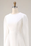 Simple Ivory A-Line Satin Midi Engagement Dress