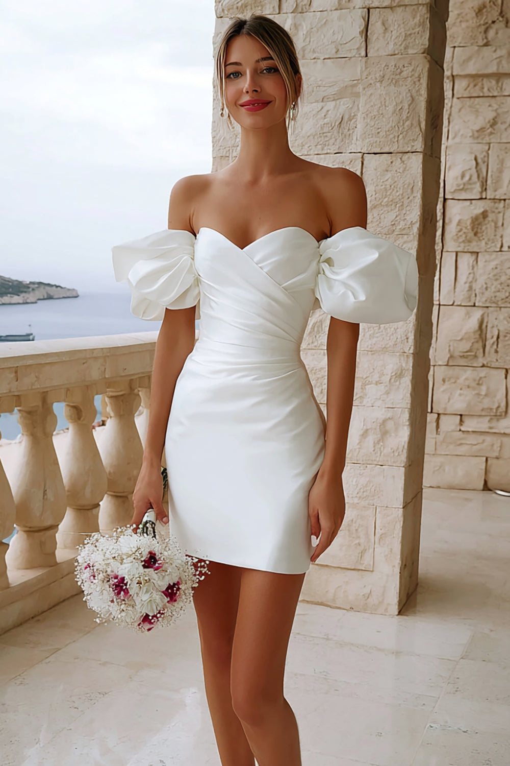 Zapaka Women Ivory Sweetheart Neck Engagement Dress Bodycon Mini Wedding Reception Dress ZAPAKA UK Zapaka Women Ivory Sweetheart Neck Engagement Dress Bodycon Mini Wedding Reception Dress ZAPAKA UK