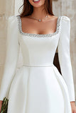 A-Line Ivory Mini Square Neckline Engagement Dress
