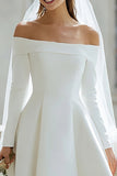 Off the Shoulder A-Line Ivory Asymmetrical Engagement Dress