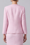 Pink Sheath Tweed 2-piece Long Sleeve Work Dress