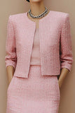 Pink Pencil Tweed Midi 2 Piece Work Dress