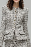 Grey 2 Piece Tweed Pencil Short Work Dress