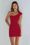 Simple One Shoulder Bodycon Little White Dress