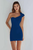 Simple One Shoulder Bodycon Little White Dress