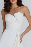 Strapless Bodycon Ruched Little White Dress