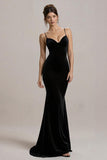Black Spaghetti Straps Mermaid Formal Dress