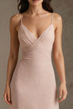 Pink Spaghetti Straps Sheath Formal Dress