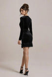Black Velvet Long Sleeve Bodycon Cocktail Dress