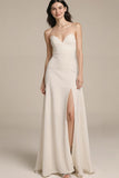 Strapless Ivory Backless Evening Dress with Slit