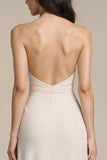 Strapless Ivory Backless Evening Dress with Slit