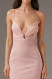 Pink Spaghetti Straps Sheath Evening Dress
