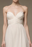 Strapless A Line Ivory Long Evening Dress