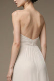 Strapless A Line Ivory Long Evening Dress