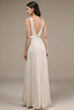 Ivory A Line V Neck Long Evening Dress