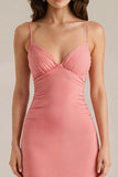 Peach V Neck A Line Long Evening Dress
