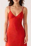 Burunt Orange Spaghetti Straps A Line Evening Dress