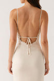 Ivory Sheath Spaghetti Straps Long Formal Dress